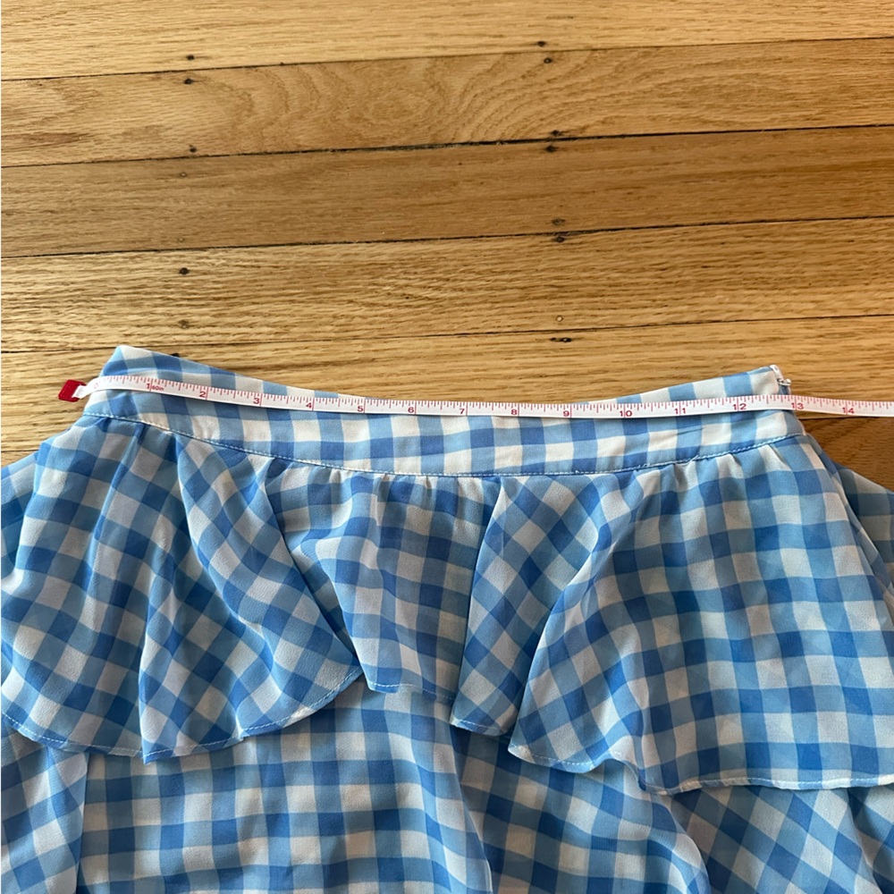 For Love and Lemons Dorothy Blue Gingham Tiered Midi Skirt - Picture 7 of 7